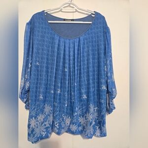 Kuesfkteis Blue Floral Women's Blouse